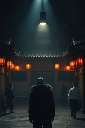 雾港码头夜色下的主推画面，湿漉漉的石阶与远处灯火